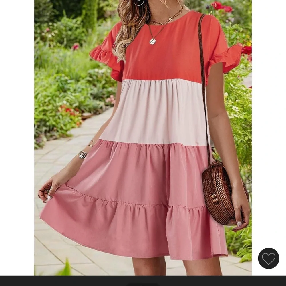 Colorblock Ruffle Sleeve Dress - Picture 1 of 4